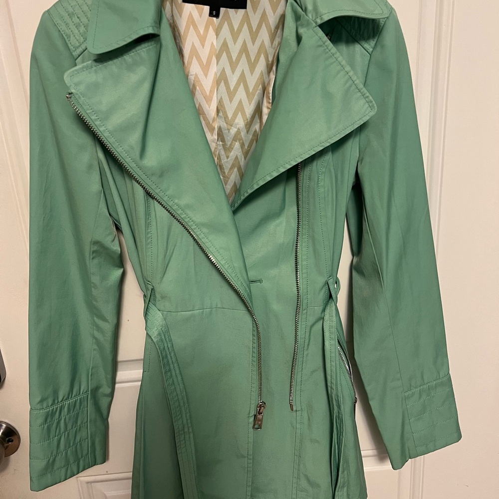 Black Rivet Mint Green Trench Coat